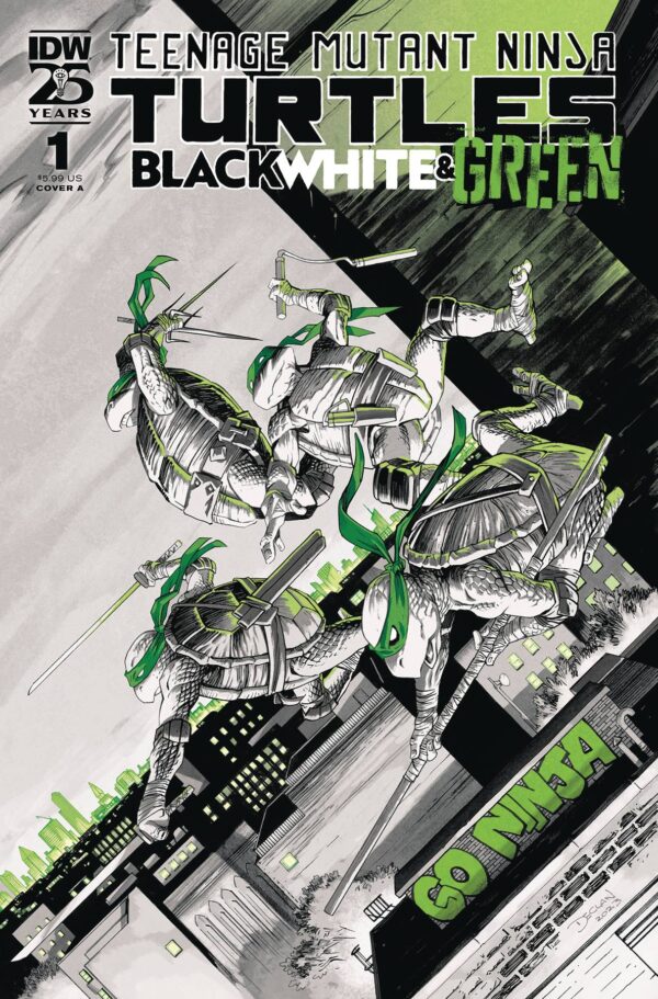 Tmnt Black White & Green #1 Cover A Shalvey