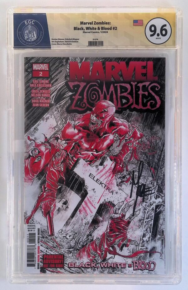 Marvel Zombies: Black, White & Blood #2 Variant Marco Checchetto Signed – EGC 9.6